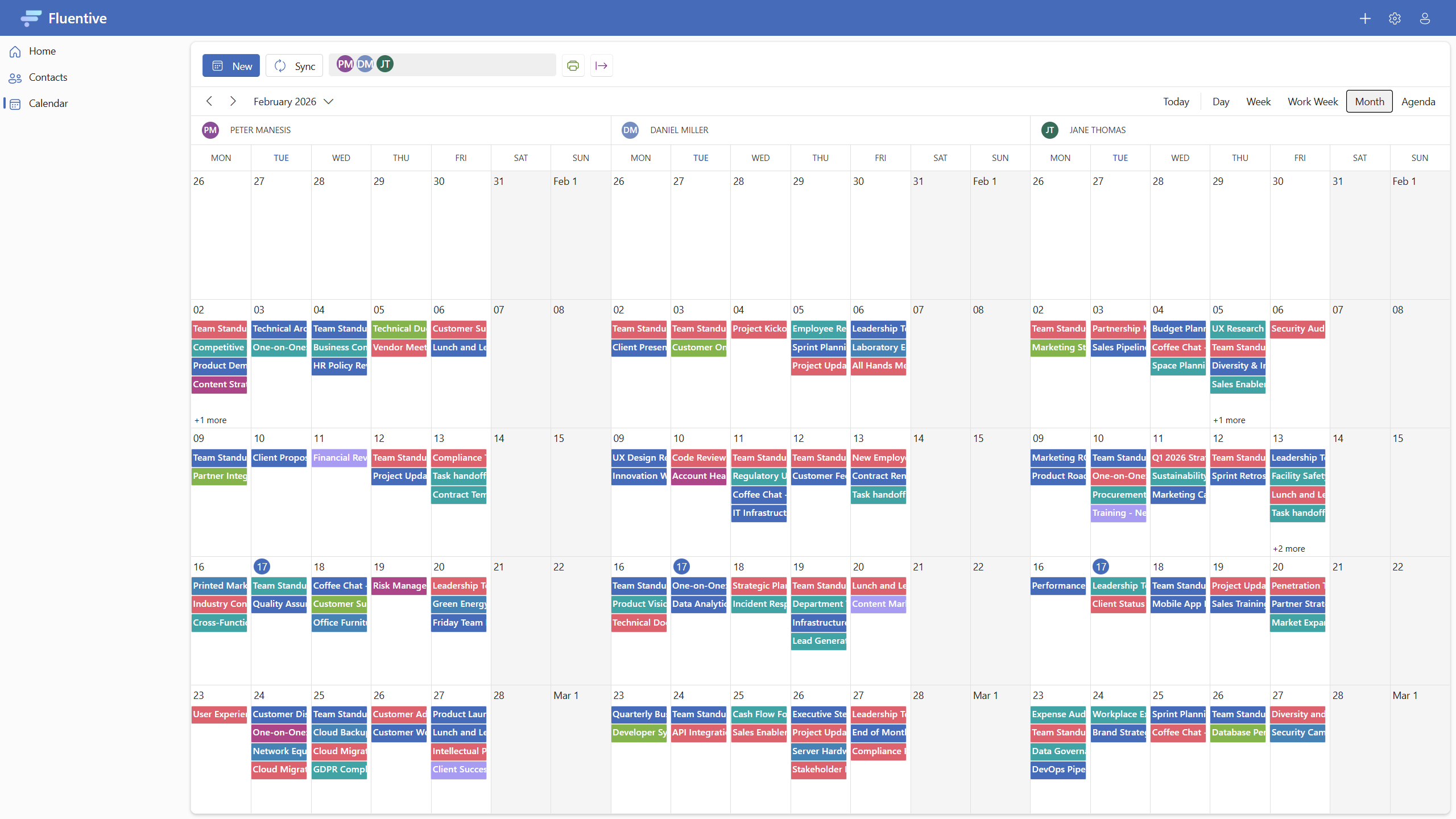 Fluentive monthly calendar view
