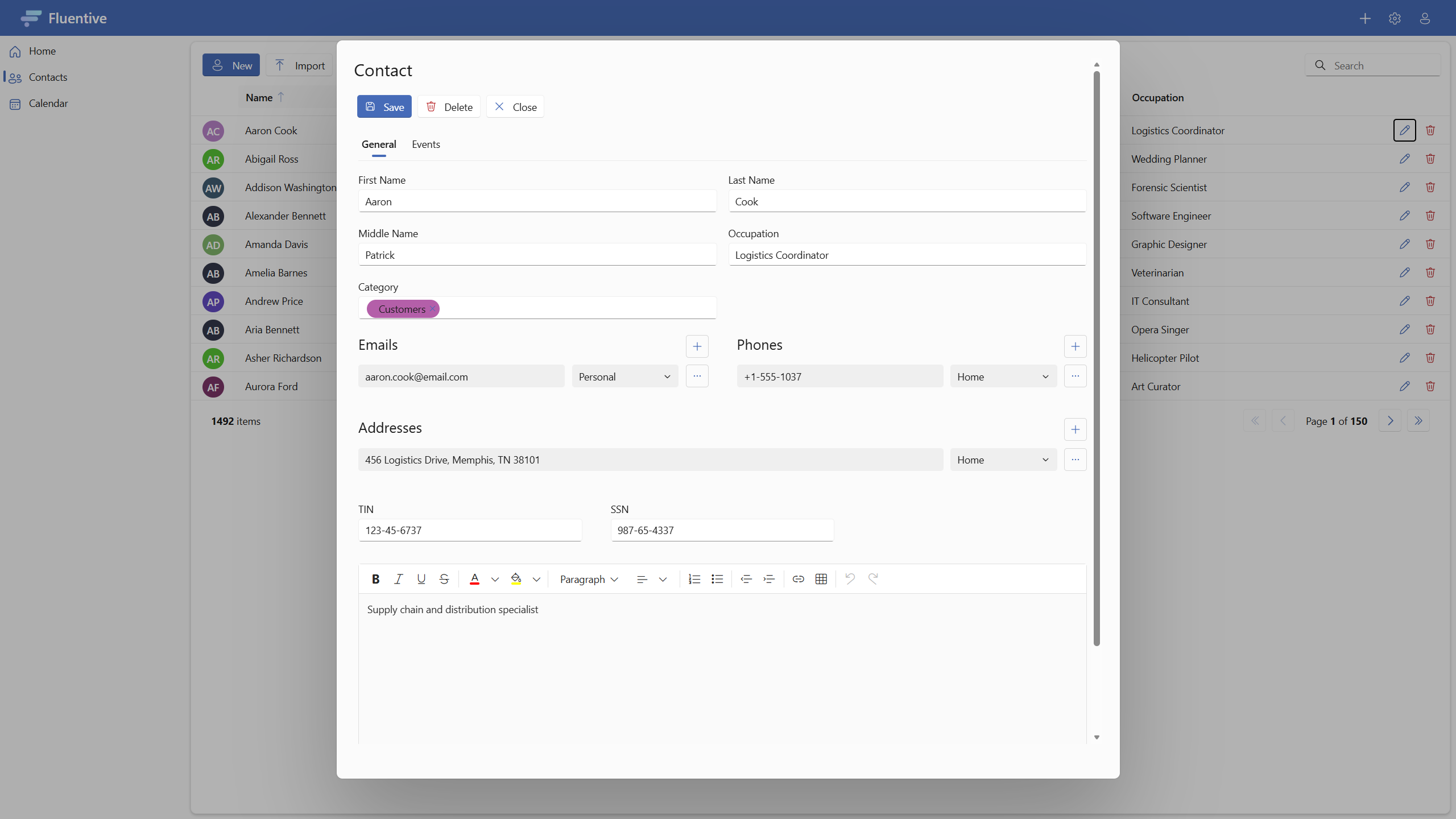 Fluentive client profile detail