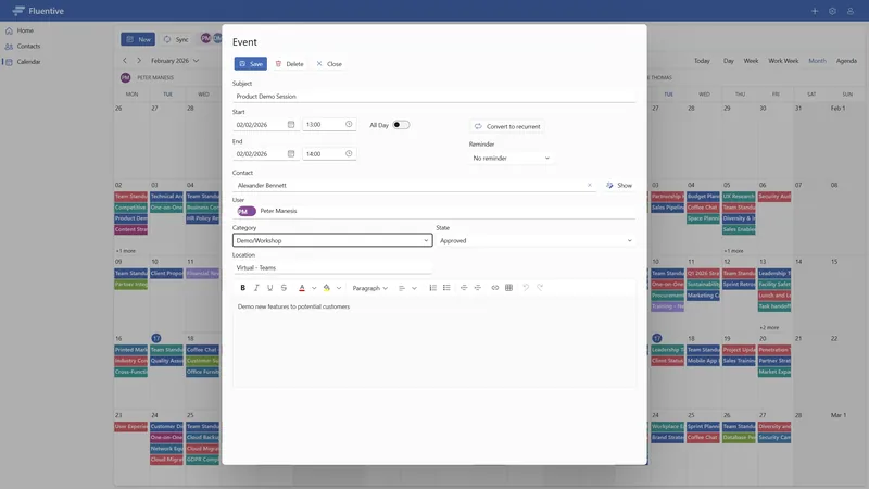 Fluentive task and event management