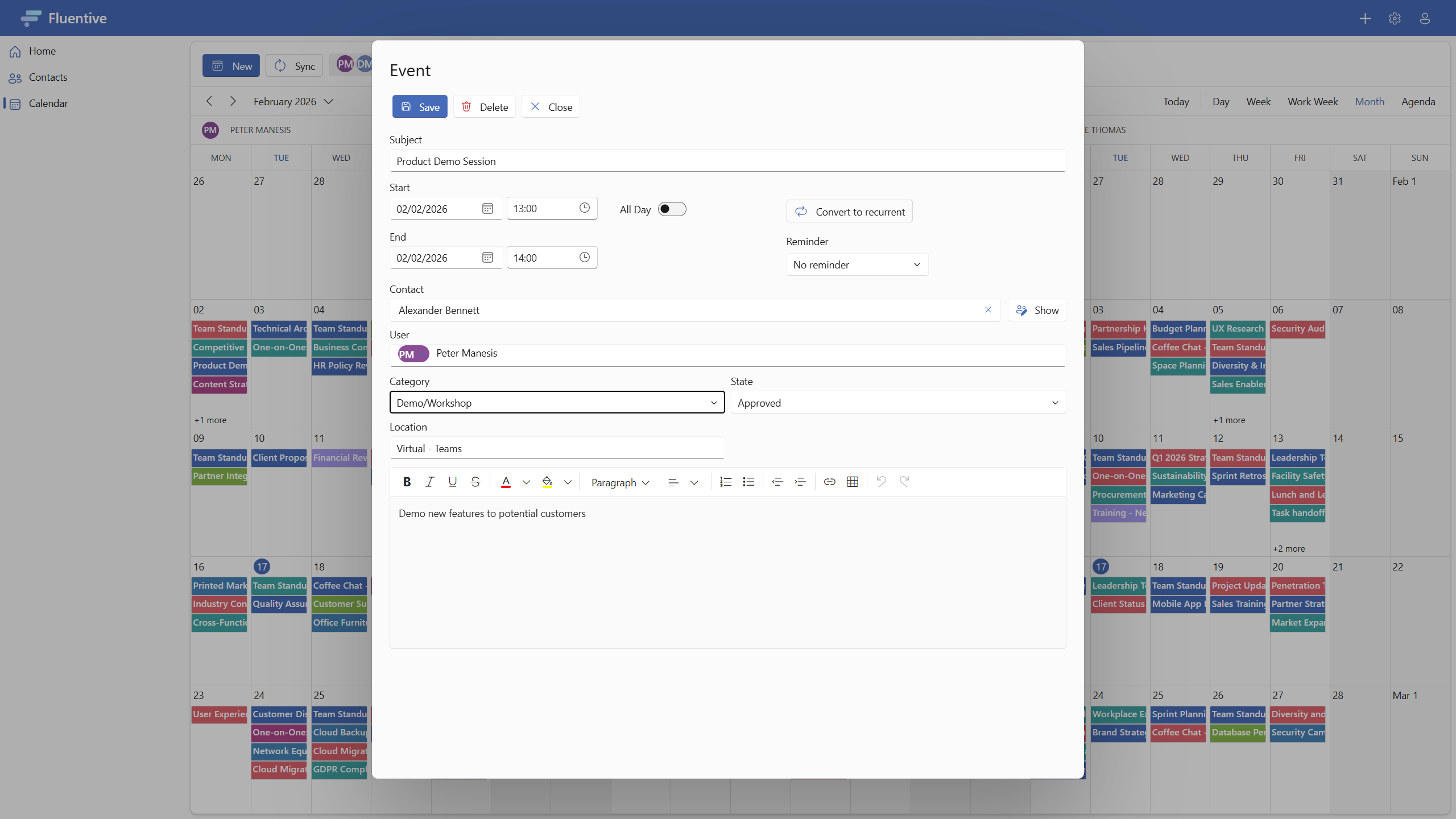 Fluentive task and event management