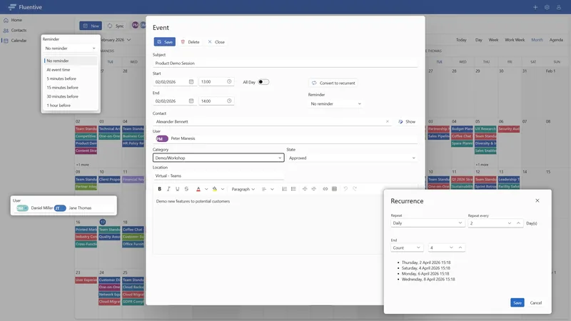 Fluentive task and event management