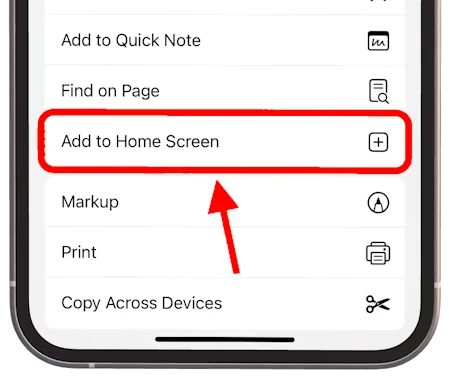 Safari σε iPhone — οθόνη επιβεβαίωσης Προσθήκης στην αρχική οθόνη για το Fluentive PWA