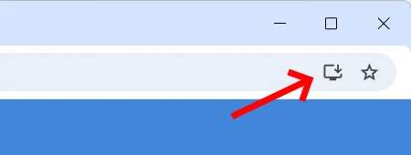 Google Chrome σε Windows — εικονίδιο εγκατάστασης στη γραμμή διευθύνσεων για το Fluentive PWA