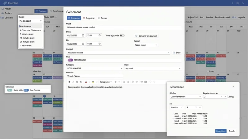 Gestion des tâches et événements Fluentive